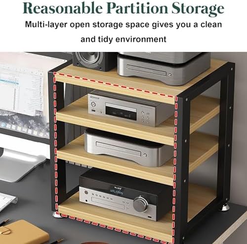 Movable AV Media Stand with Wooden Shelf Portable Stereo Rack for Video & Audio Components