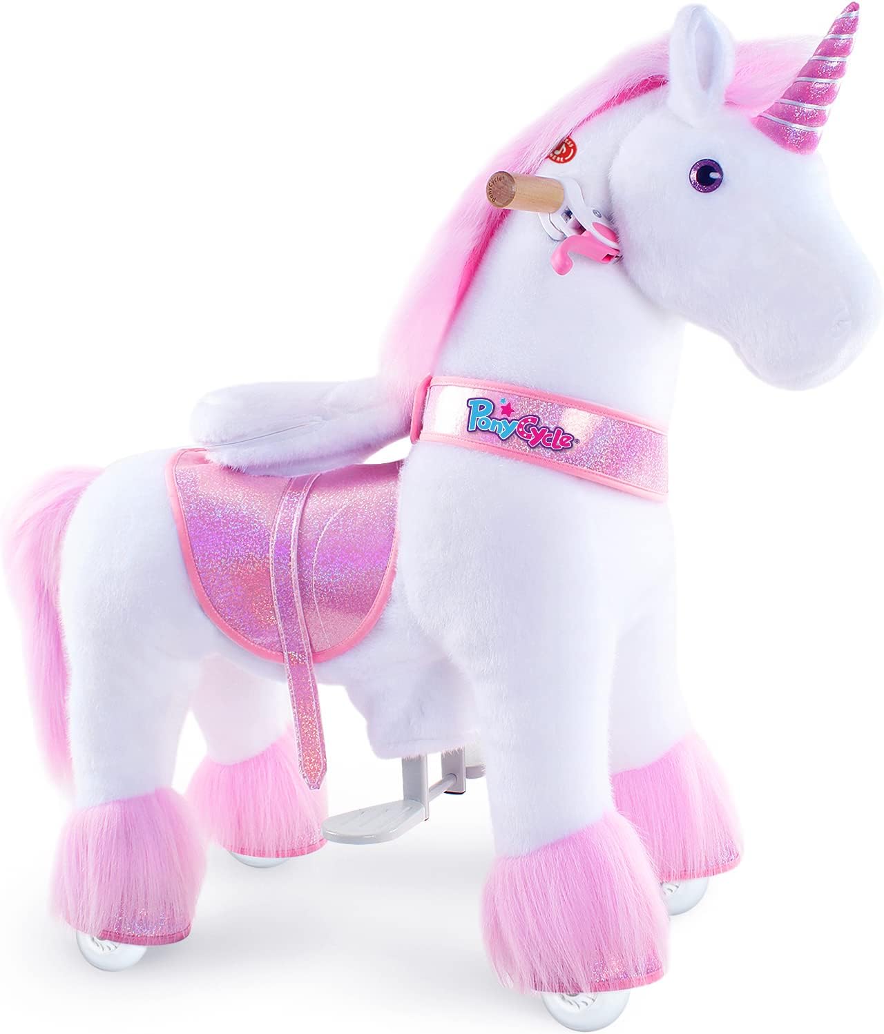 PonyCycle Ride on Horse for Toddlers 2-5 Size 3 Pink Unicorn Ride on Toys Pony Cycle Riding Unicorn Horse Riding Toy on Wheels with Music Sounds Birthday Gifts, Outdoor Indoor Ux302.