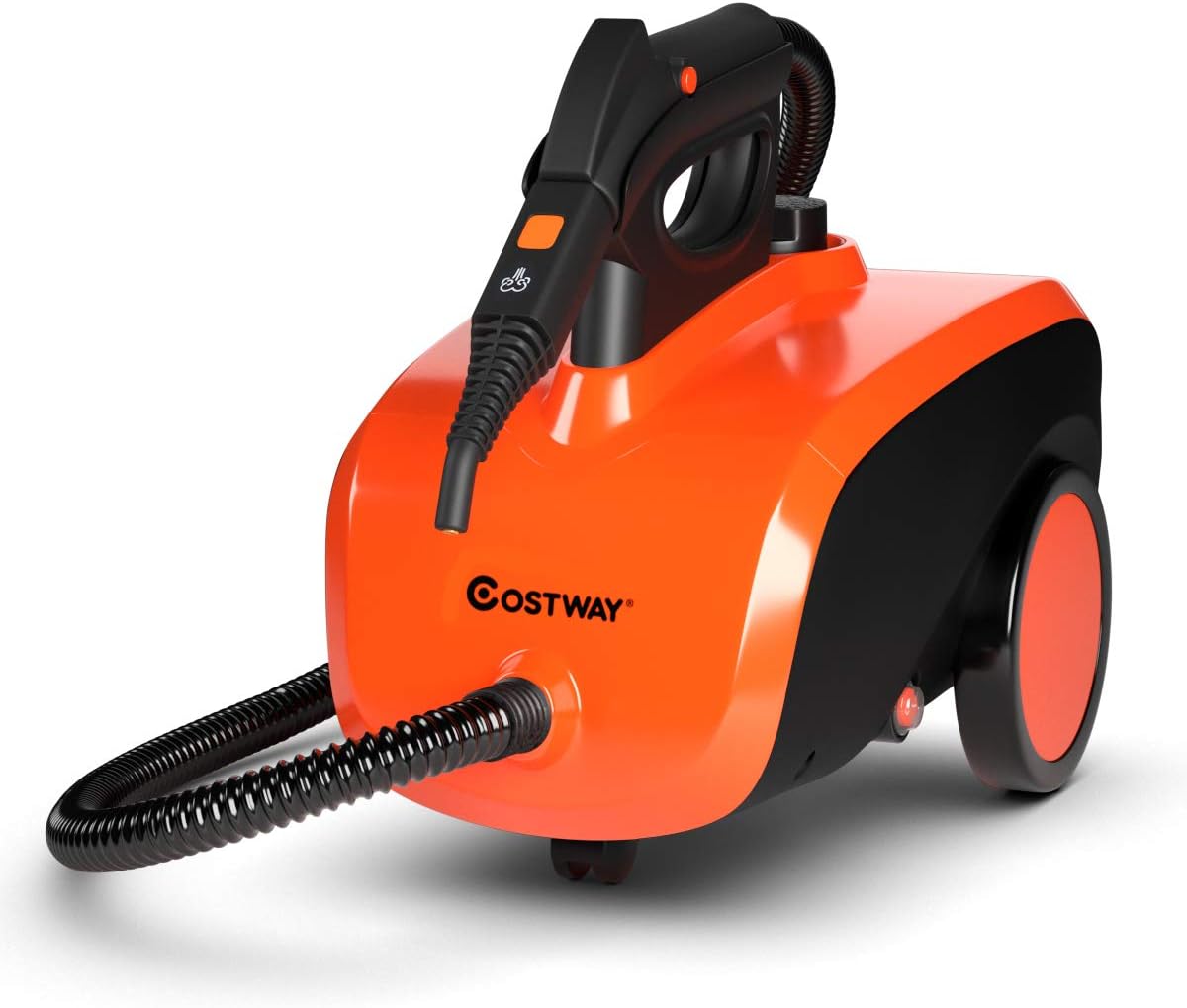COSTWAY Multipurpose Steam Cleaner, 1500W Household Carpet Steamer with 19 Accessories, 1.5L Dual-Tank, Heavy Duty Steamer for Cleaning Carpet and Upholstery for Home Use, Orange+Black