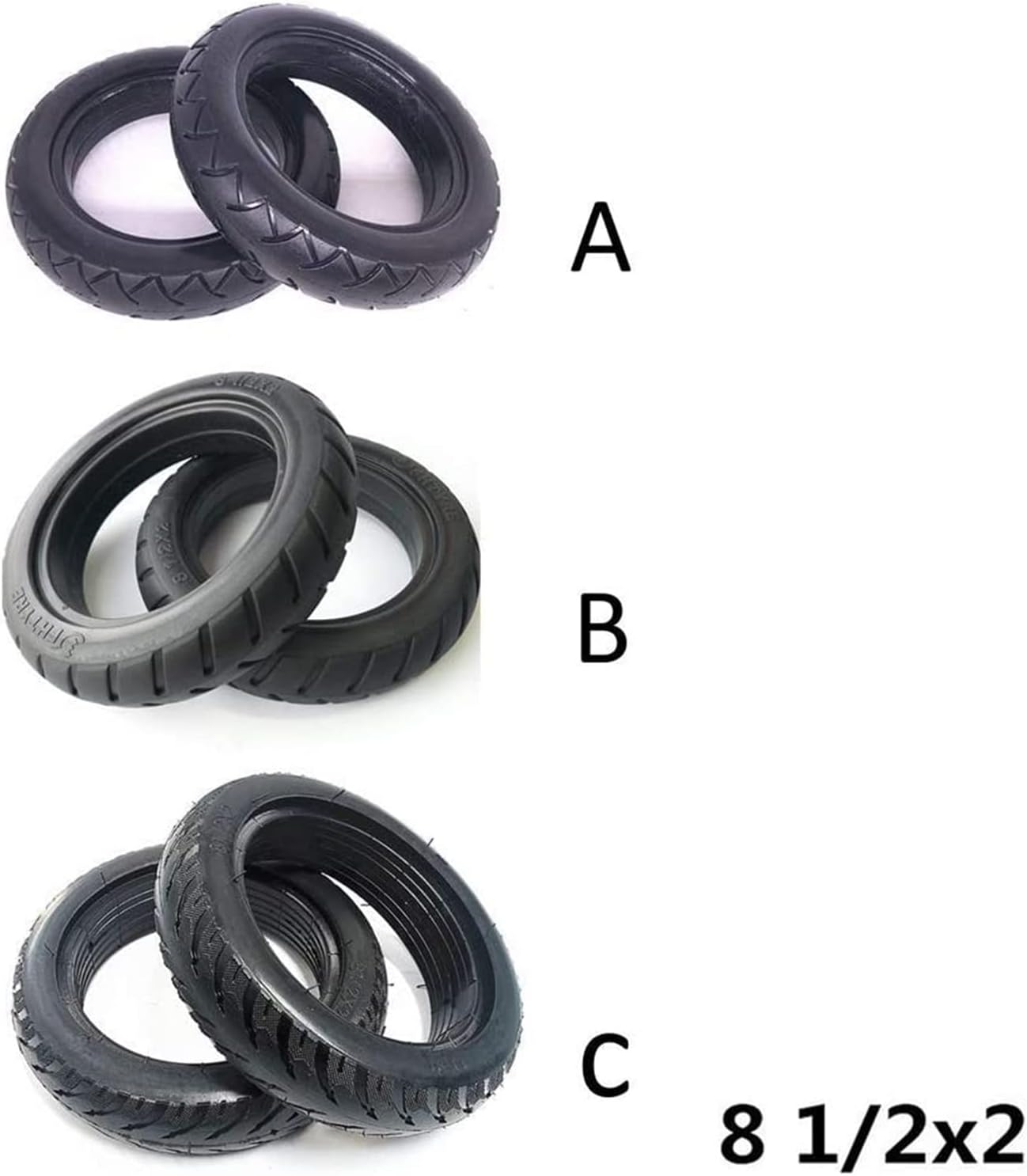 Mobility Scooter Tyres,8.5 Inch Maintenance- free Explosion- proof Tire Wear- resistant Anti- skid and Stab-resistant Scooter tires (Size : B)
