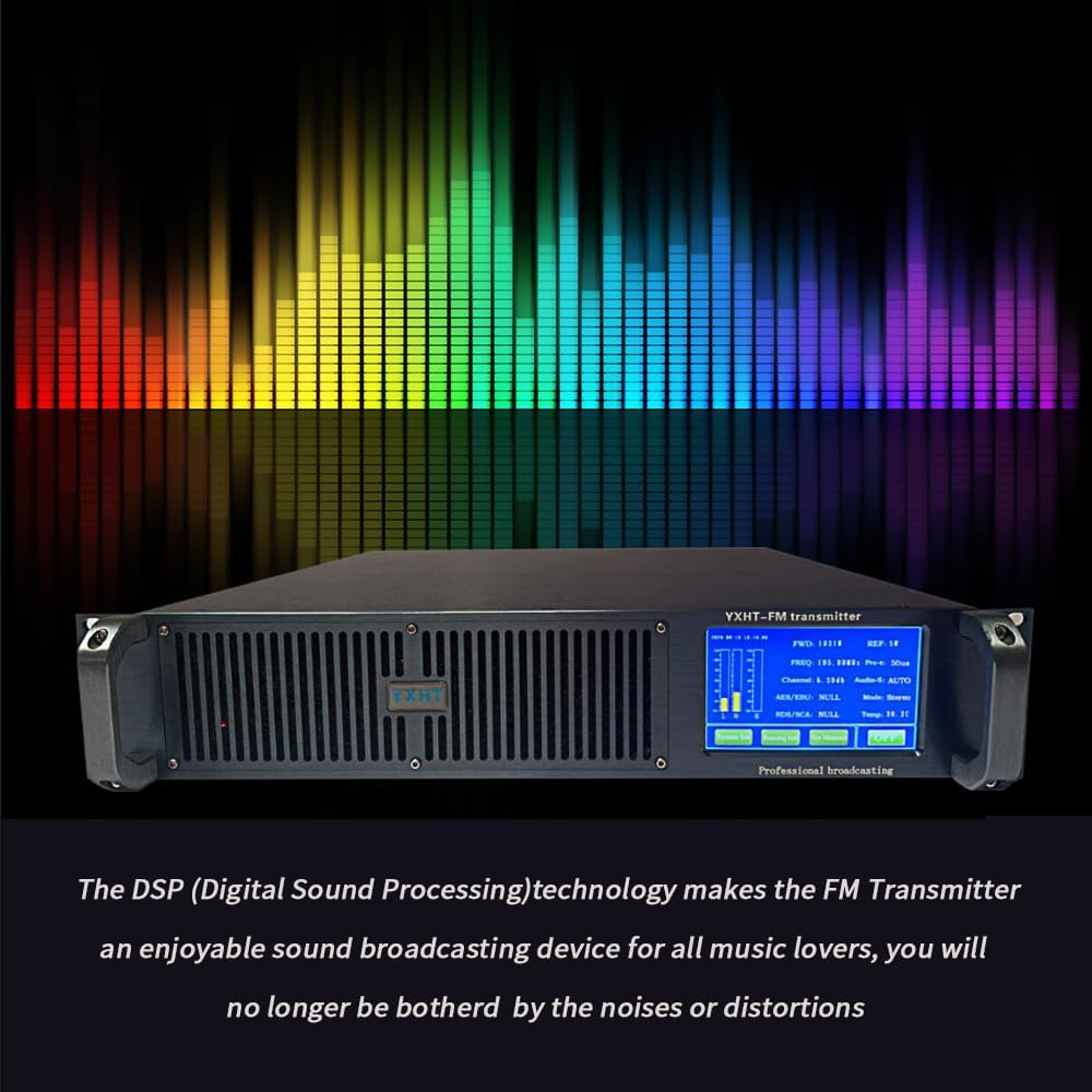 FM Transmitter 600W+Antenna+30M Cable, Long Range Touch Screen FM Radio Broadcast Transmitter for Church and Radio Station