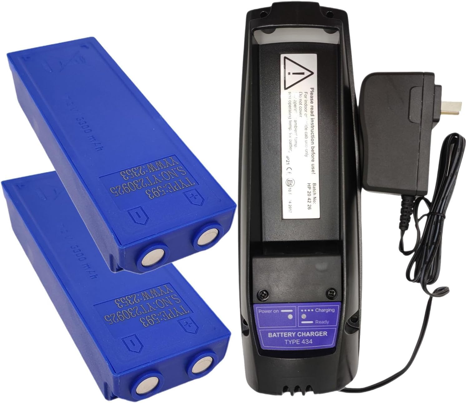 100-240V Scanreco 434 Charger with (2 Counts) Scanreco 593 Battery for 7.2V SCANRECO 590/592/593/960/1026/EEA2512/RC400 Remote Control Battery