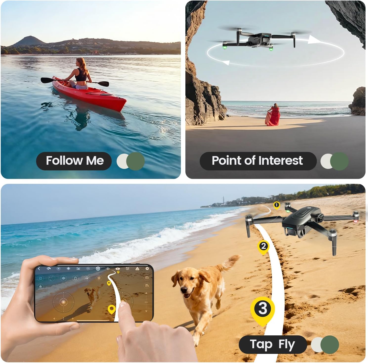 Holy Stone HS175G GPS Drone With 4K EIS Camera For Adults, 249g Foldable RC Quadcopter With Auto Return, Follow Me, 60 Mins Flight Time, Battery Fast Charge, Headless Mode, Upgraded HS175D