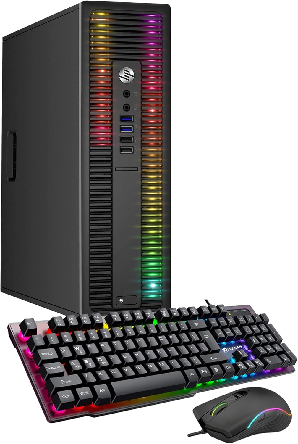 HP Custom Built RGB Lights PC ProDesk Desktop Computer Intel Core i5 4570 Quad-Core Processor 8GB RAM 512GB SSD Windows 11 Wi-Fi Gaming PC Keyboard & Mouse (Renewed)