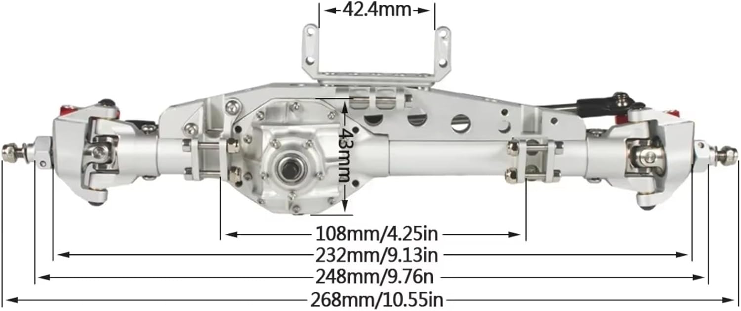 Compatible with Axial for Capra RR10 90018 SMT10 1/10 RC Crawler Cars Upgrade Parts Accessories Aluminum Axles Set RC Front and Rear Axle(Silver,1Set)