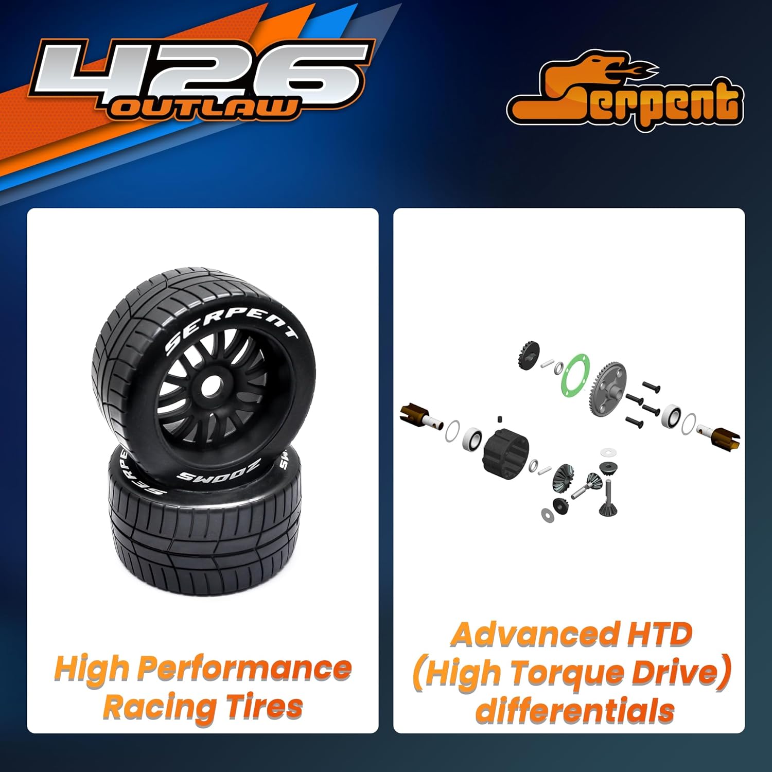 Serpent 426 Outlaw 1/7 4wd Electric All-Road Muscle Car RTR, High-Performance Tires, Brushless Motor, (Ready-to-Run Transmitter and Receiver Included, Batteries and Charger Required)