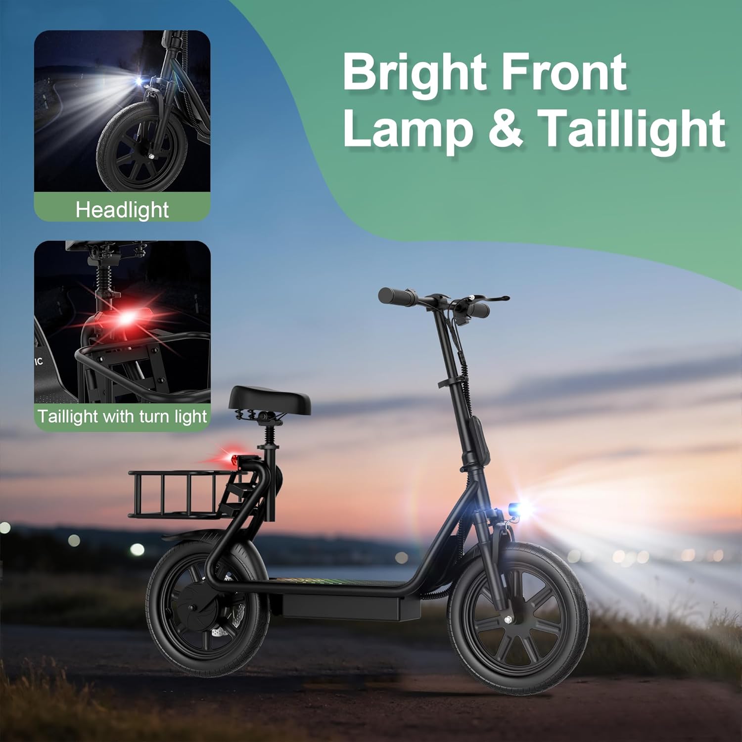 NAVIC Electric Scooter Adults,Max 19/27/49 Miles Ranges,Top Speed 19/22 mph,350/500W Peak Motor, Folding E-Scooter with Dual Braking Dual Suspension