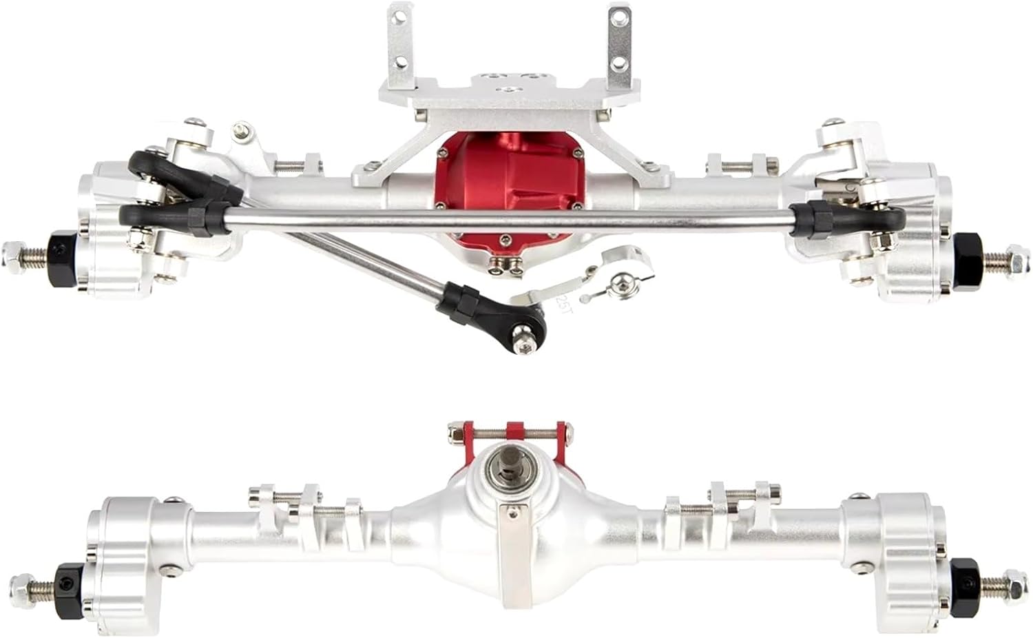 RC Upgrade Accessories for Axial for SCX10 II for LCG 90046 90047 1/10 RC Car Crawler 1 Set Aluminum Front Rear Portal Axle for Chassis Kit Upgrade(Silver)