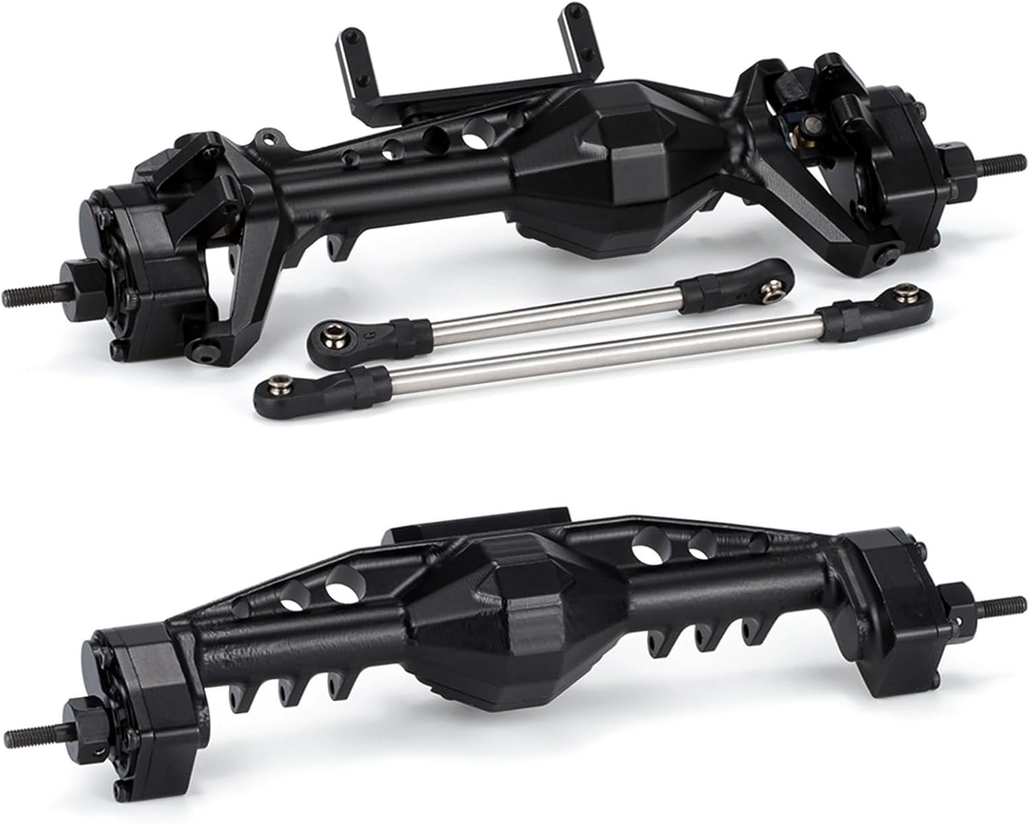 RC Car Repair Kit for Axial for SCX10 III for AR45 1/10 for LCG Chassis RC Crawler Car Parts Front Rear Offset Pumpkin Portal Axle with Servo Mounts Modification Accessories(Black,Set)