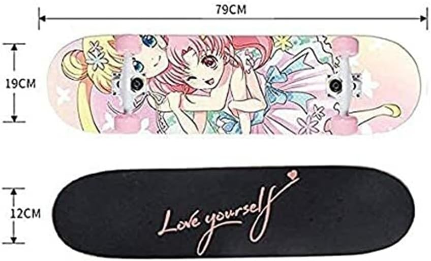 Complete Four-Wheel Skateboard with Dual Kicktail Professional Maple