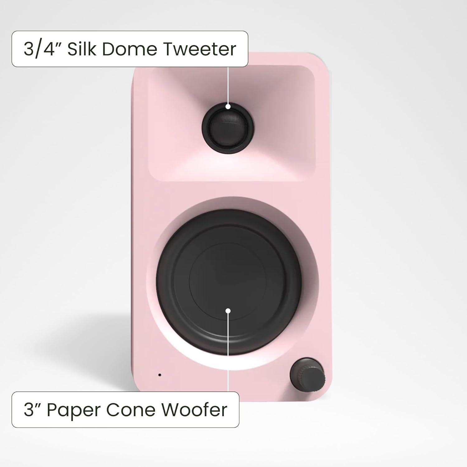 Kanto ORAMP 100W Powered Reference Desktop Computer Speakers with Bluetooth 5.0 and USB-C Input | Bi-Amplified | 100 Hz Automatic Crossover | Reference Quality Sound | Pair | Pink