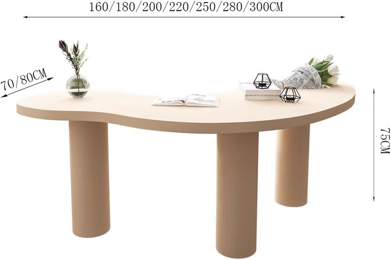 Modern Minimalist Desk Solid Wood Office Desk Arc Creative Computer Desk Designer Home Single Shaped(Black,220 * 80 * 75cm)