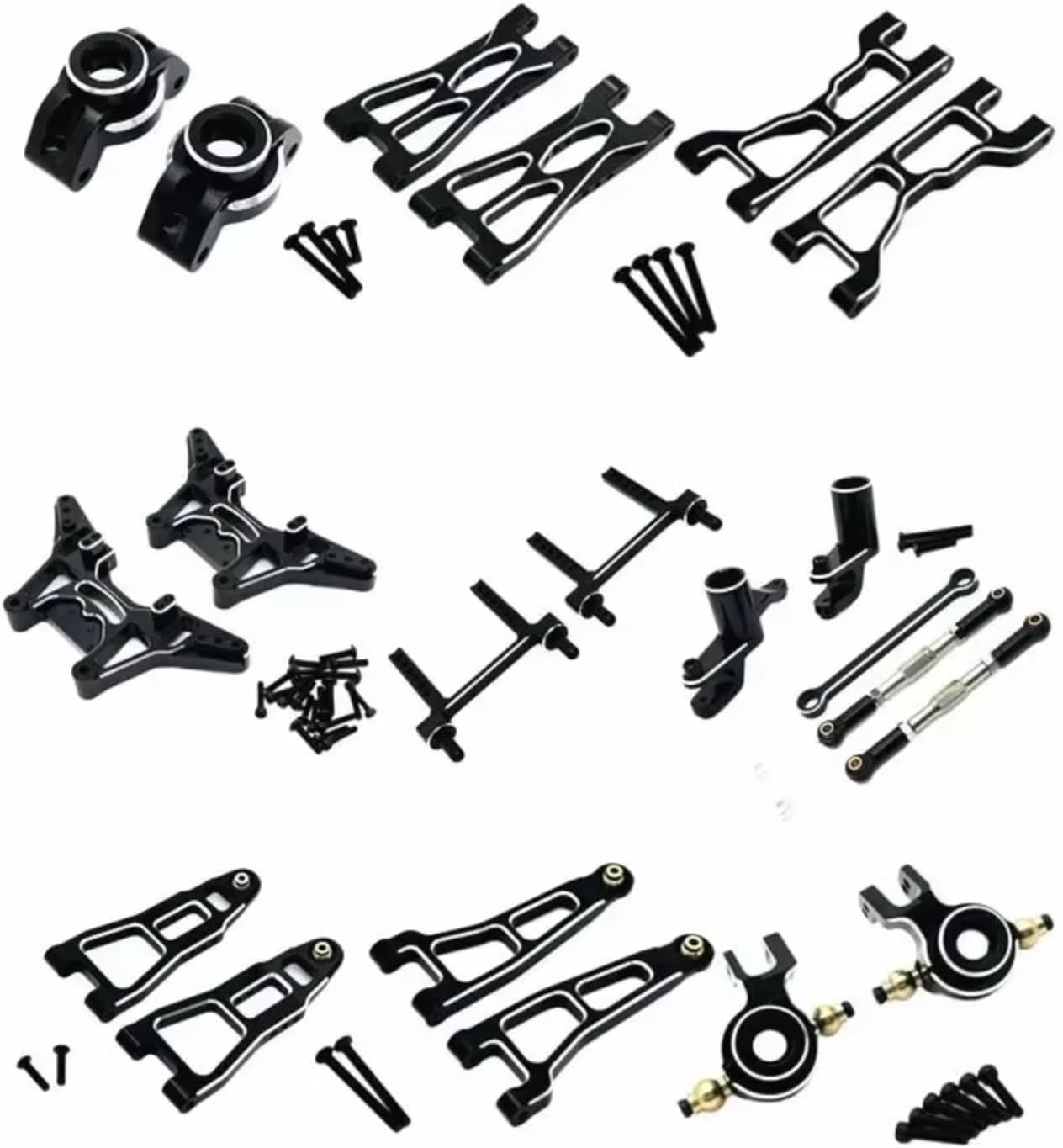 for UD1201 UD1202 UD-12Pro 1/12 Metal Front and Rear Suspension Arm Steering Assembly Kit RC Car Upgrade Parts Accessories RC Car Parts(Black)