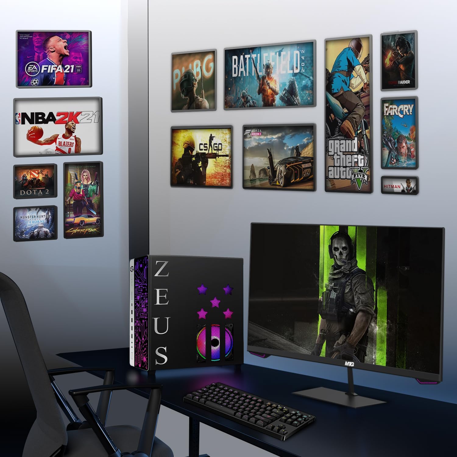 HP G3 Desktop RGB Computer PC Intel Core i5 Processor 16GB DDR4, 1TB SSD, GTX 1050 Ti, 27 Inch Monitor, Gaming Keyboard Mouse, RGB Headphone, Windows 11, Black (Renewed)