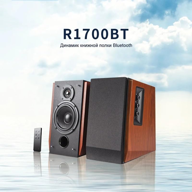 Active 2.0 Bookshelf Speakers Set Wooden Speaker 66W RMS Inputs with Remote Control