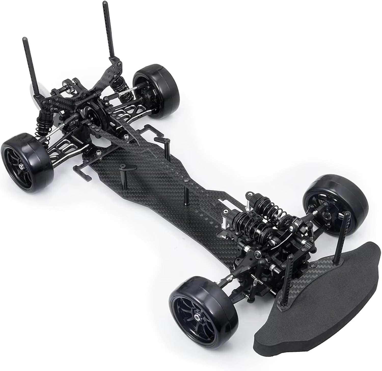 for Sakura for D5 1/10 Metal Carbon Fiber Plastic Frame Kit Wheel Rims Shock Absorbers RC Remote Control Drift Car Parts RC Car Parts(Black)