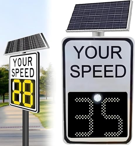 Solar Powered LED Speed Limit Sign, Radar Traffic Feedback Board, Digital Speed Display for Night Visibility, Flashing Warning Sign for Safe Driving Alerts
