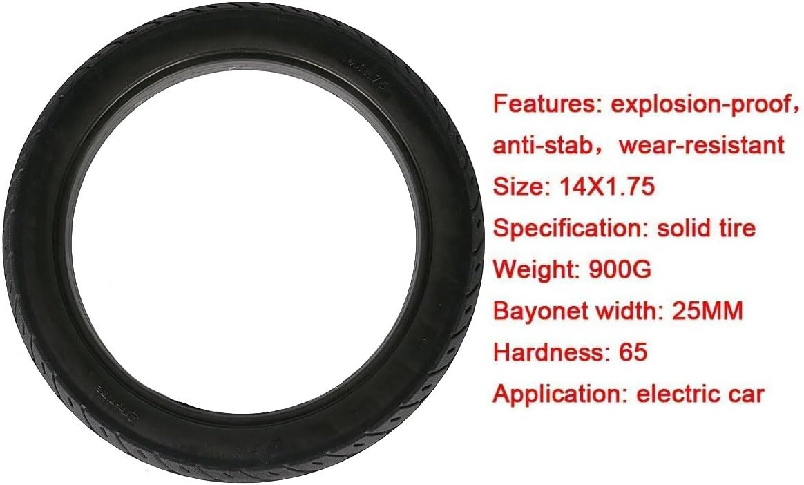 14-Inch Electric Scooter Tires - 14X1.75, Wear-Resistant, Non-Slip, Solid, Explosion-Proof, Tubeless