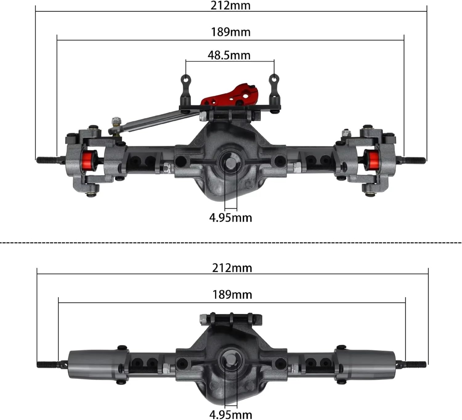 Rc Front Rear Axle for Axial for SCX10 D90 1/10 RC for Rock Crawler Car Upgrade Parts Metal CNC Front Rear Axle with Servo Base(Size3)