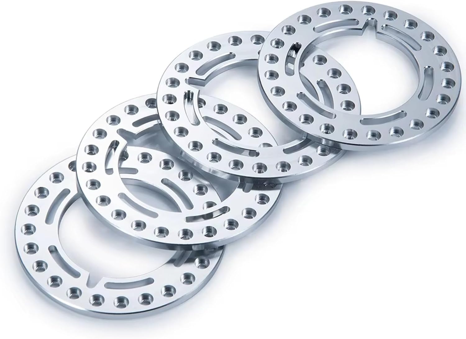 Rc Parts For Axial For SCX10 D90 CC01 1/10 4Pcs CNC Metal 52.5mm 1.9inch Beadlock Wheel Rims Outer Rings RC For Rock Crawler Car Parts(Silver)