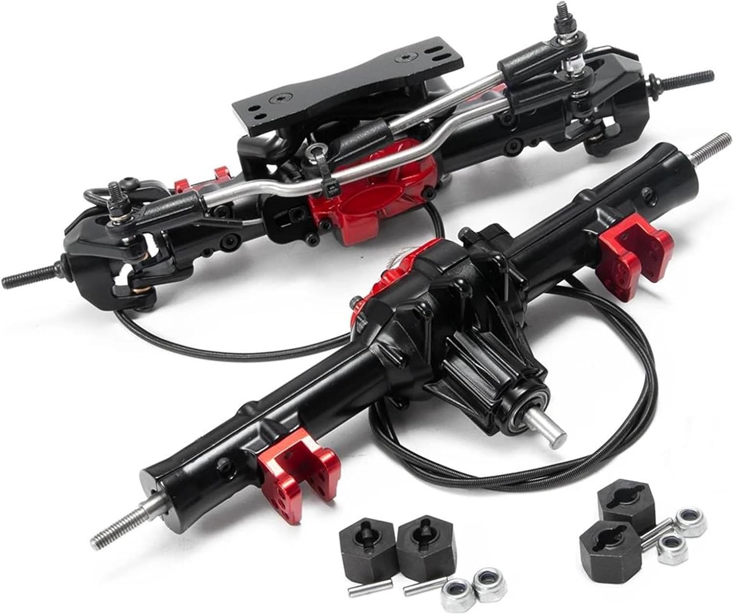 RC Vehicle Axles Compatible with D90 1:10 Scale RC Rock Crawler Car Model Accessories Parts Aluminium Alloy Front/Rear Axle with Differential Lock(1Set)