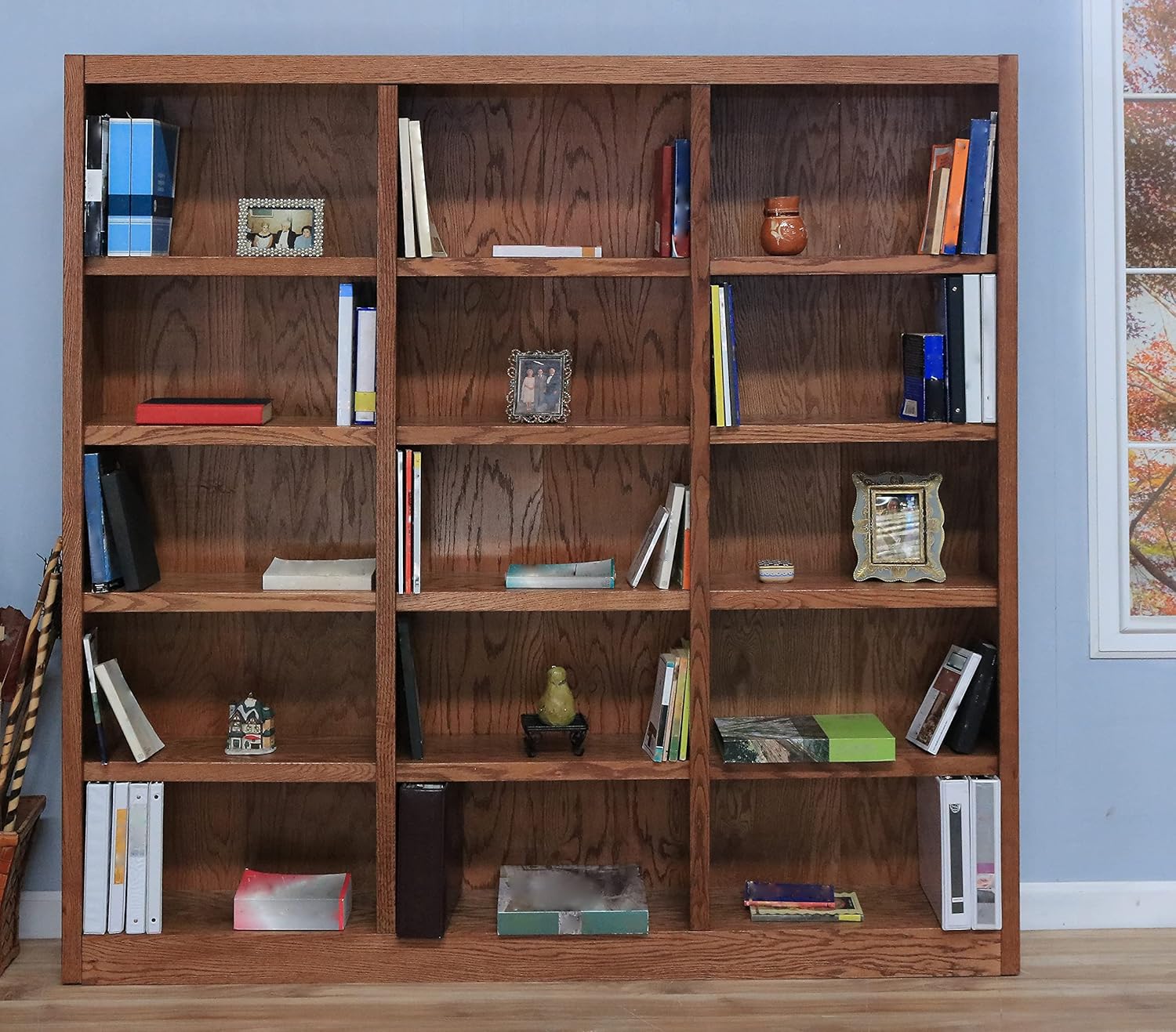 Wall Storage Unit Bookcase - Dry Oak Finish
