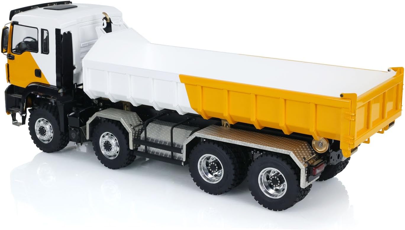 LESU 8x8 1/14 RC Hydraulic Roll On Dumper Truck RTR 2-Speed Transmission Lock Differential Radio Control Full Dump Cars Light Sound System Motor Servo ESC Hobby Grade Model