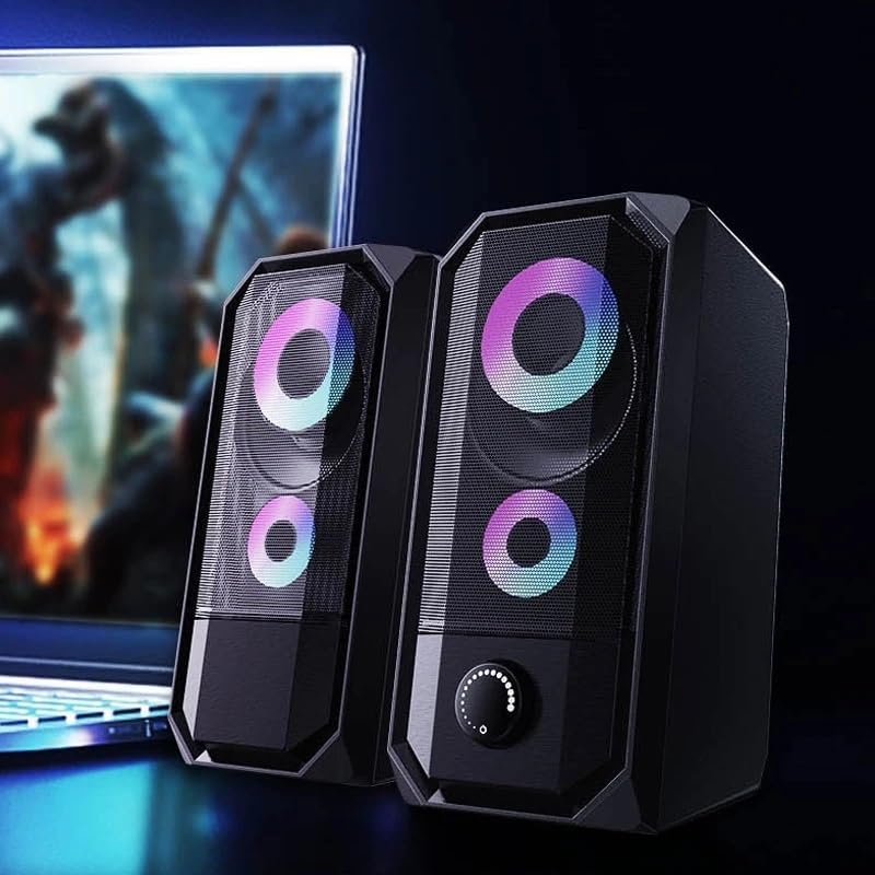 3.5mm Stereo Surround Music RGB Speakers Sound Bar for Computer 2.0 PC Home Notebook TV Loudspeakers