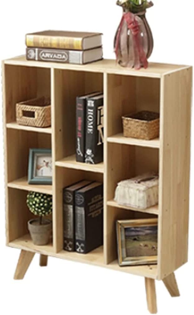 LSHAOBO Bookshelf Solid Wood Multifunctional Shelf, Stylish Bookcase, Storage Display Cabinet with Cabinet Legs(Size:A)