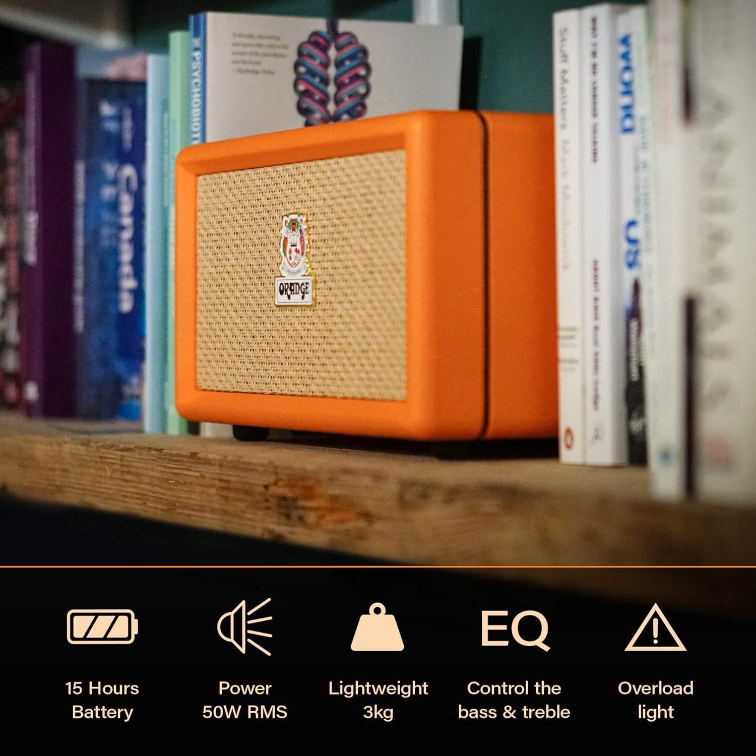 Orange Box - Portable Bluetooth Speaker Delivering Studio Audio Sound, 15M Range, 50W RMS Power, Long Battery Life, iOS & Android Connectivity - Great for Picnics, Festivals, BBQs and Holidays​