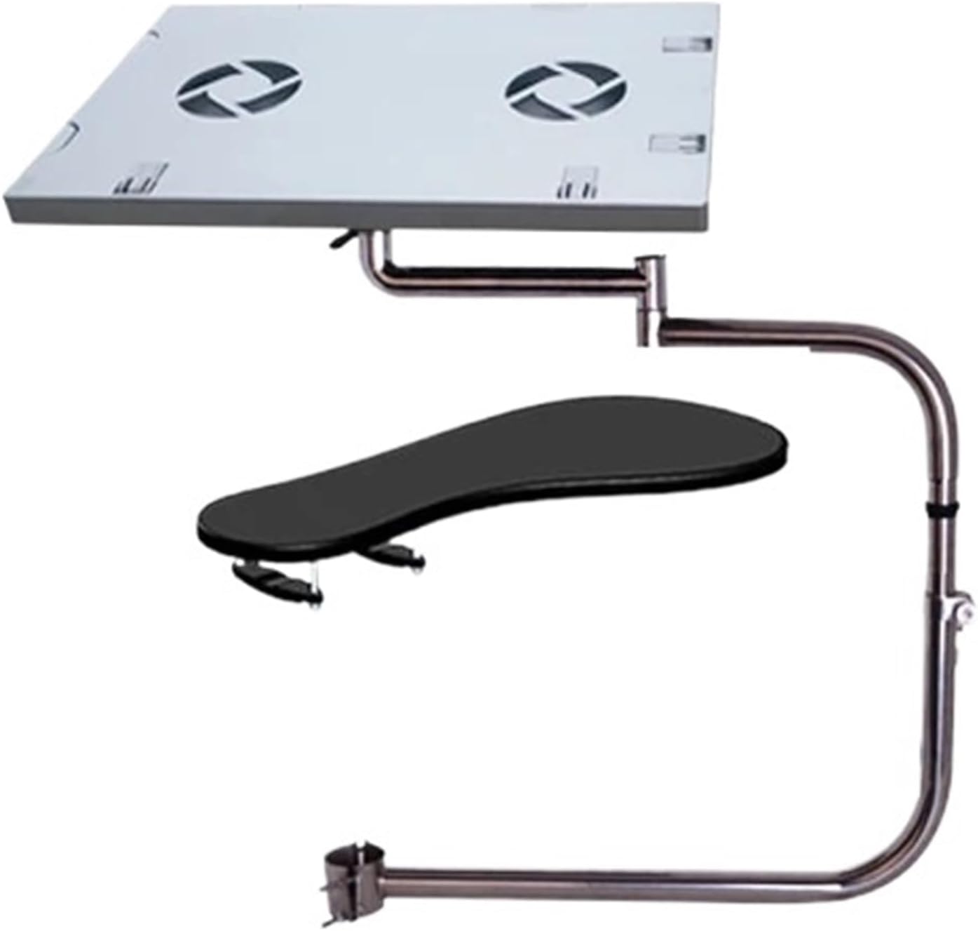 Metal Multifunctional Full Motion Chair clamp Laptop Tray + Keyboard Wrist Rest Installation Full Motion Office(Size:OK-011W)
