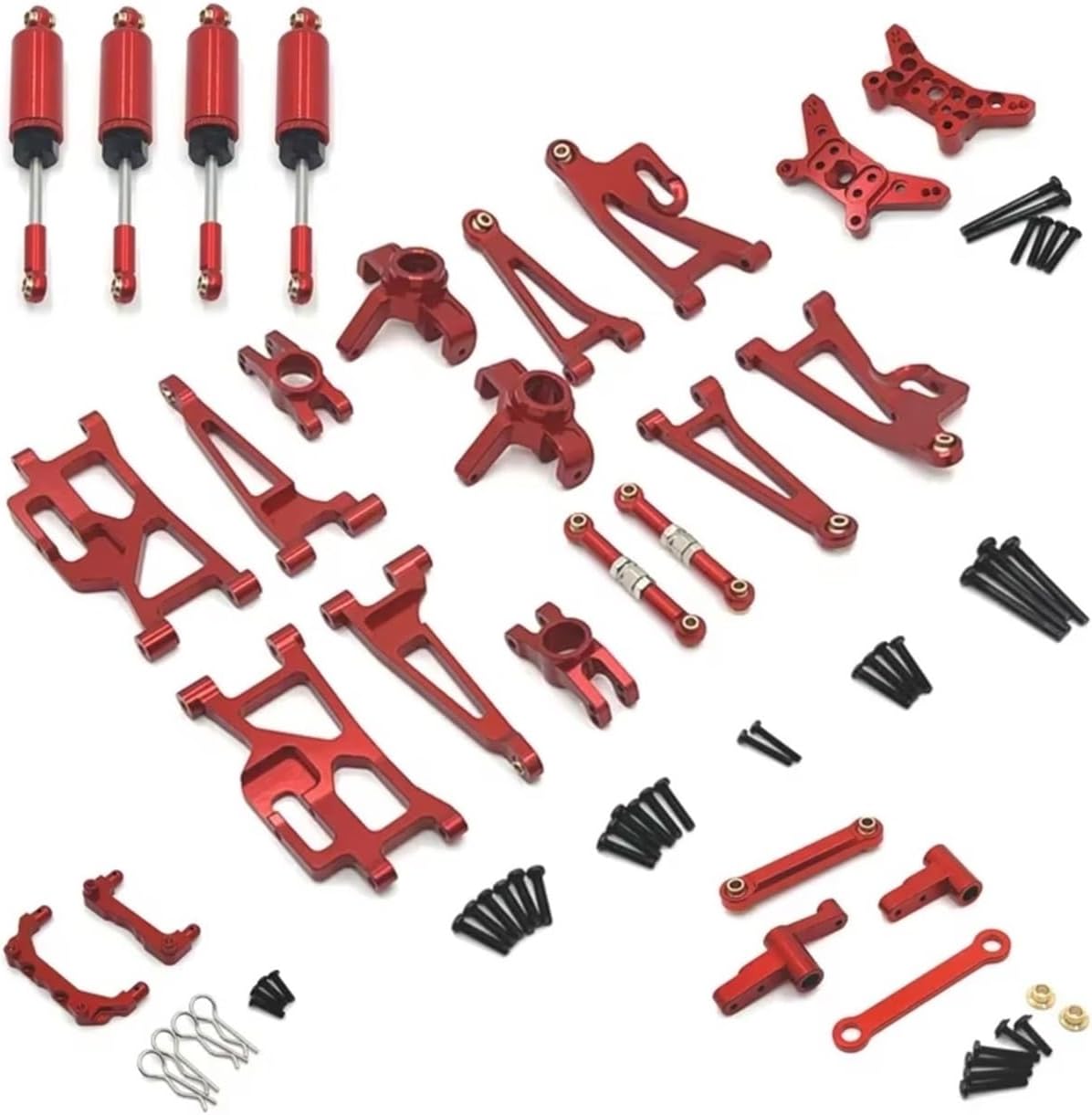 Rc Special Connecting Rod for MJX 14209 14210 1/14 Metal Steering Cup Hub Carrier Upper Lower for Swing Arm Set Shock Absorber Connecting Rod Set RC Car Parts Accessories(Red)