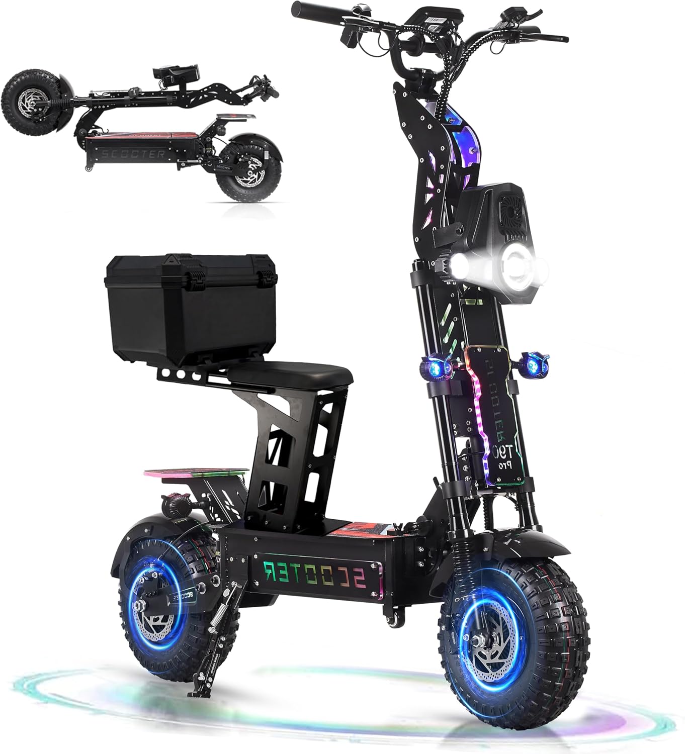 10000W Dual T90 Pro Electric Scooter for Adults, 72V Detachable Battery, 68 MPH Max Speed, 65 Mile Range, 14