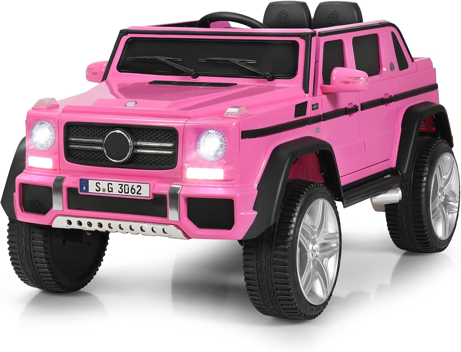DORTALA Ride on Truck Car, Licensed Mercedes-Benz Maybach G650, 12V Battery Powered Electric Vehicle for Kids Boy Girl 37 Months-8 Years, Remote Control, LED Lights, Music, Suspension System, Pink