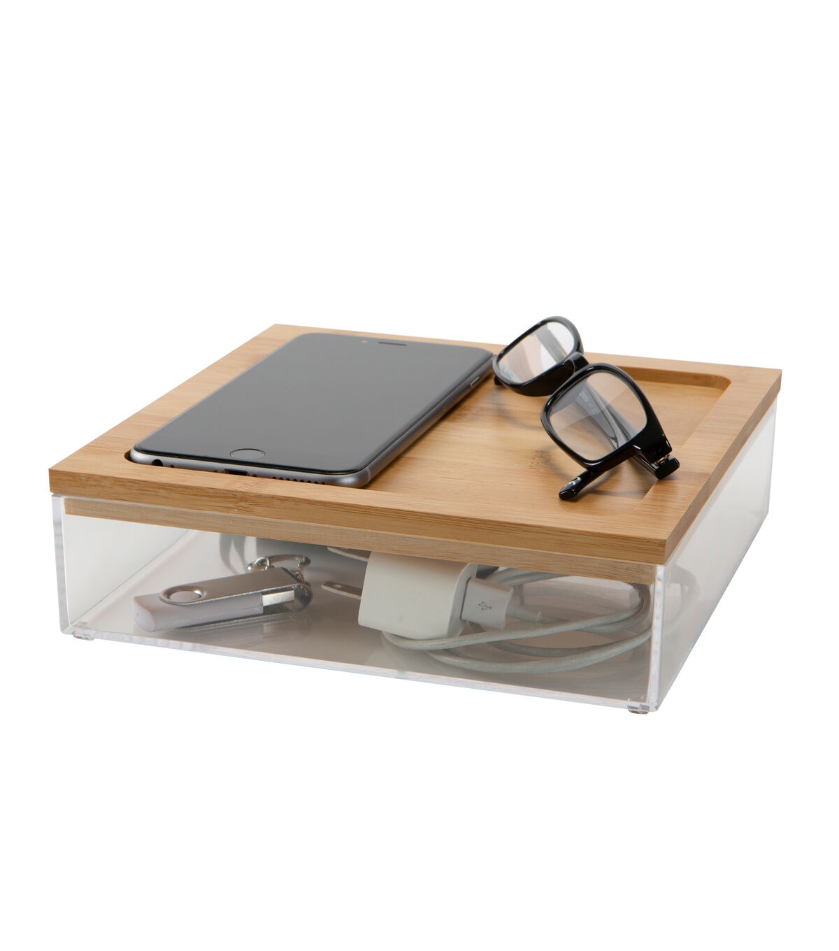 Simplify 7.5 Clear Organizer With Bamboo Lid