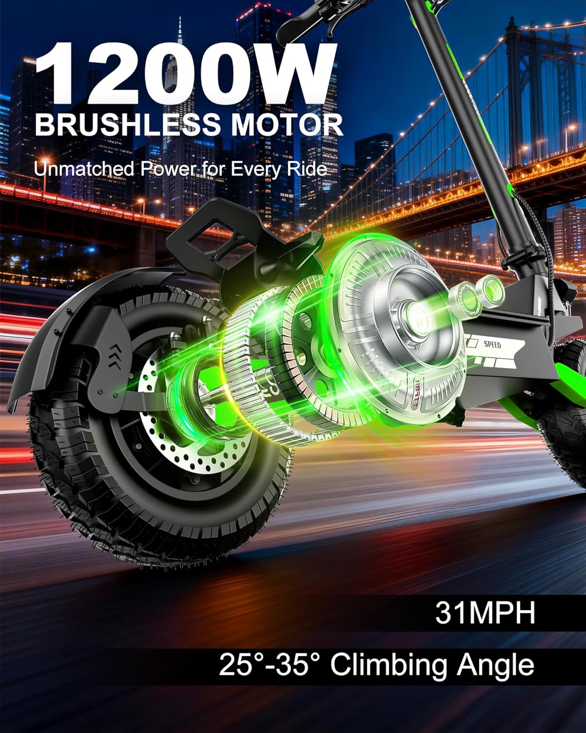 Electric Scooter Adults, 1200W/2400W, Up to 31MPH/40MPH, 25/45Miles Fast E-Scooter with 11