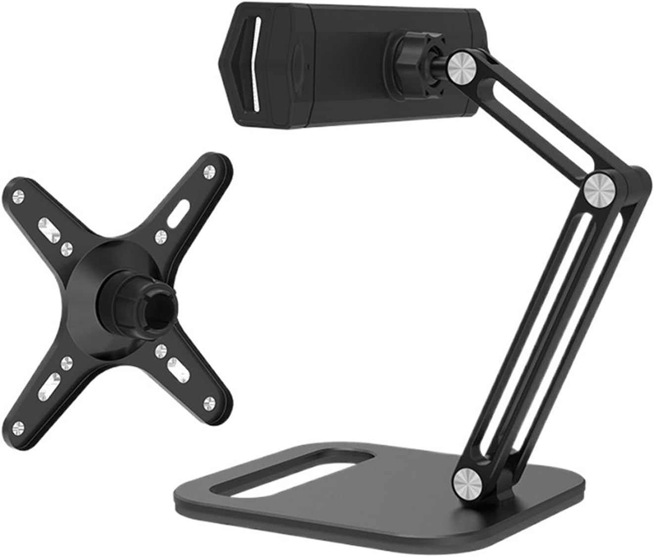 VESA Monitor Desktop Mount Single Monitor Stand Free-Standing Suitable for 13-inch to 18-inch Computer Screens, Height Adjustable(Color:2 in 1-Black S)