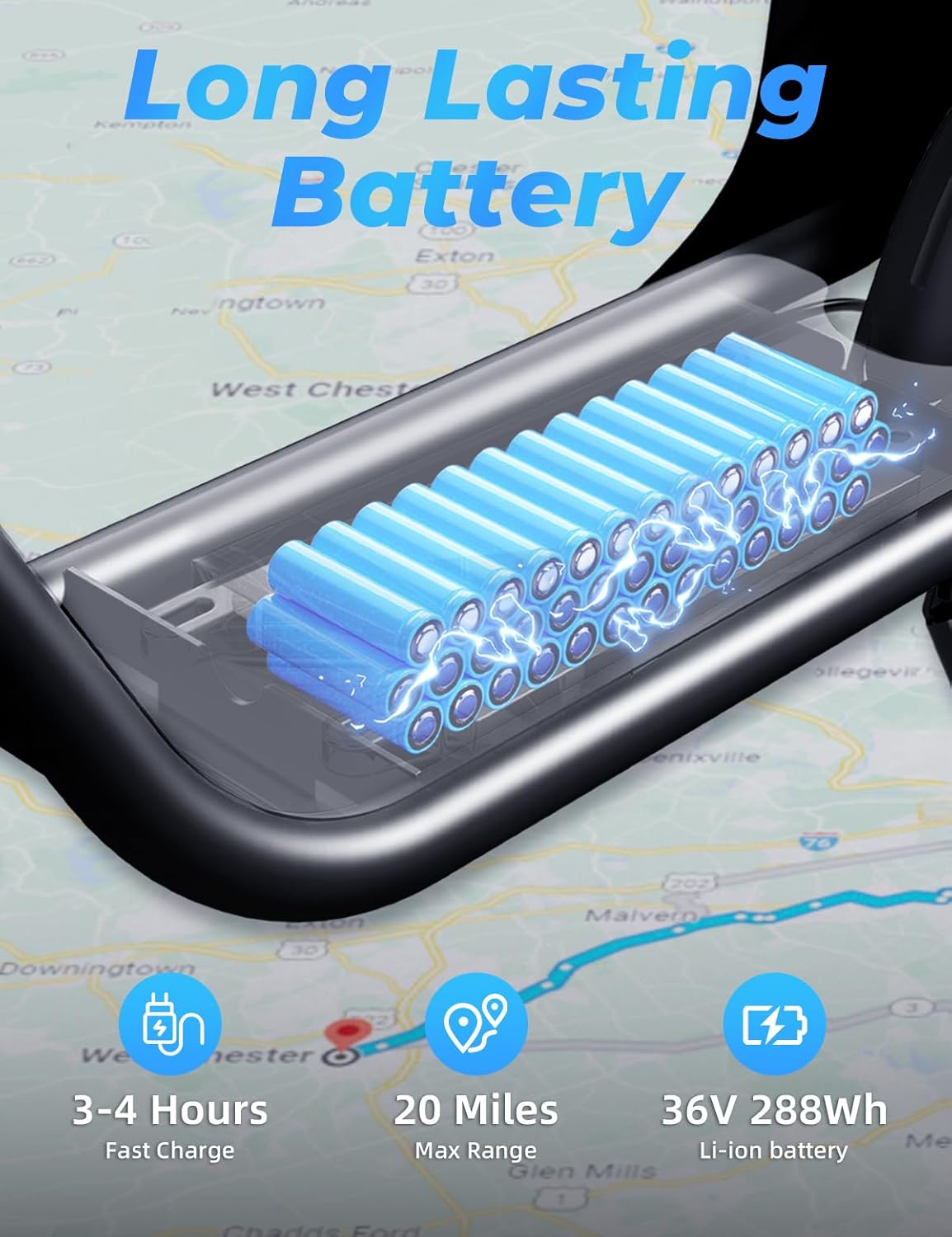 Windhorse Electric Scooter with Seat, 20 Miles Range, 15.5 MPH Speed, 650W Peak Motor Power,Dual Disc Brakes, Foldable Commuter Electric Scooter for Adults and Teens, 2 Baskets, Max Load 265 Ibs