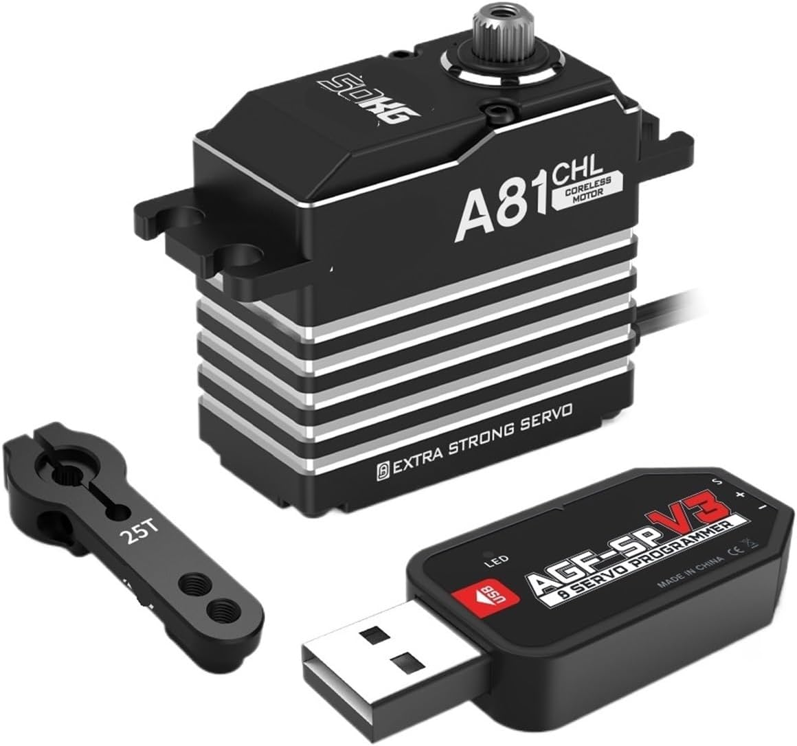 A81CHL 50KG Steel Gear 180° HV Ironless Programmable Digital STD Servo Motor for 1/8(A81CHL 50kg Set1)