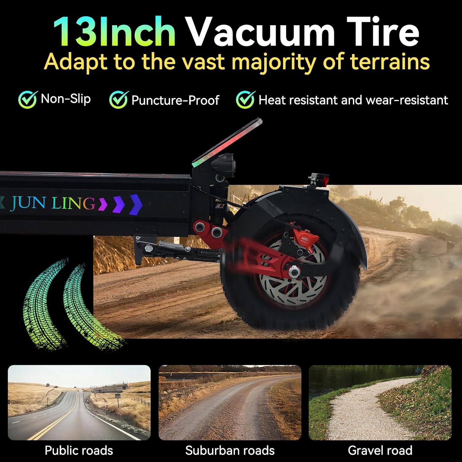 Electric Scooter Adults, 10000W Motor, Max Speed of 55 MPH, Up to 75 Miles Rangs, 60V/40Ah Battery, 13'' All-Terrain Tires, Front and Rear Hydraulic Shock Absorbers, RBG Light Foldable E-Scooter JL86