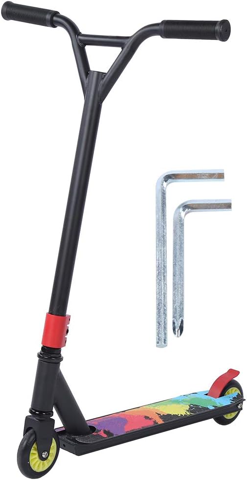 Portable Stunt Scooter, Adult Scooter Set with Aluminum y Wheels, Black for Commuting and Ad, Aviation Aluminum