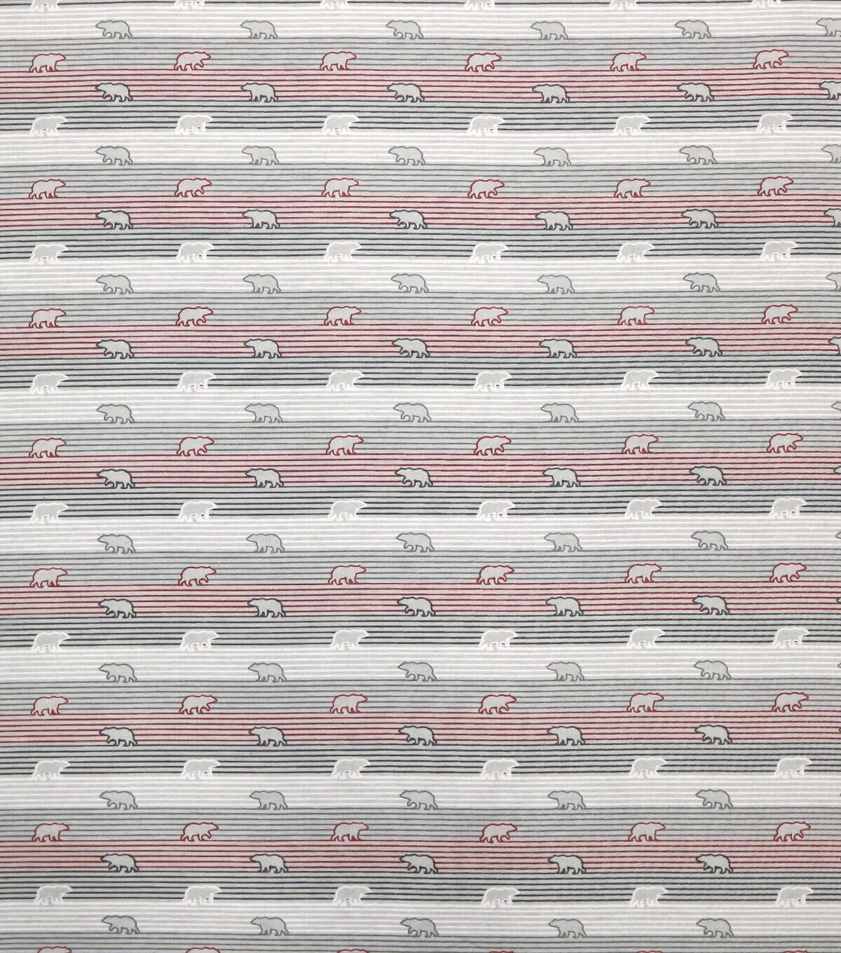 Bear Silhouttes On Stripes Super Snuggle Flannel Fabric