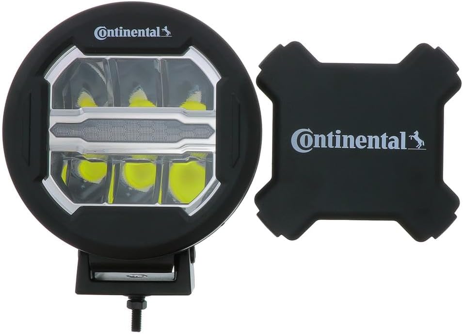 Continental NightViu 7” LED Driving Light, 3000 Lumen Combo Beam Pattern for SUVs, 4X4s, ATVs, UTVs, Built for Off-Road, Shatter Proof Lens, Powder-Coated Aluminum housing - Hardware Included
