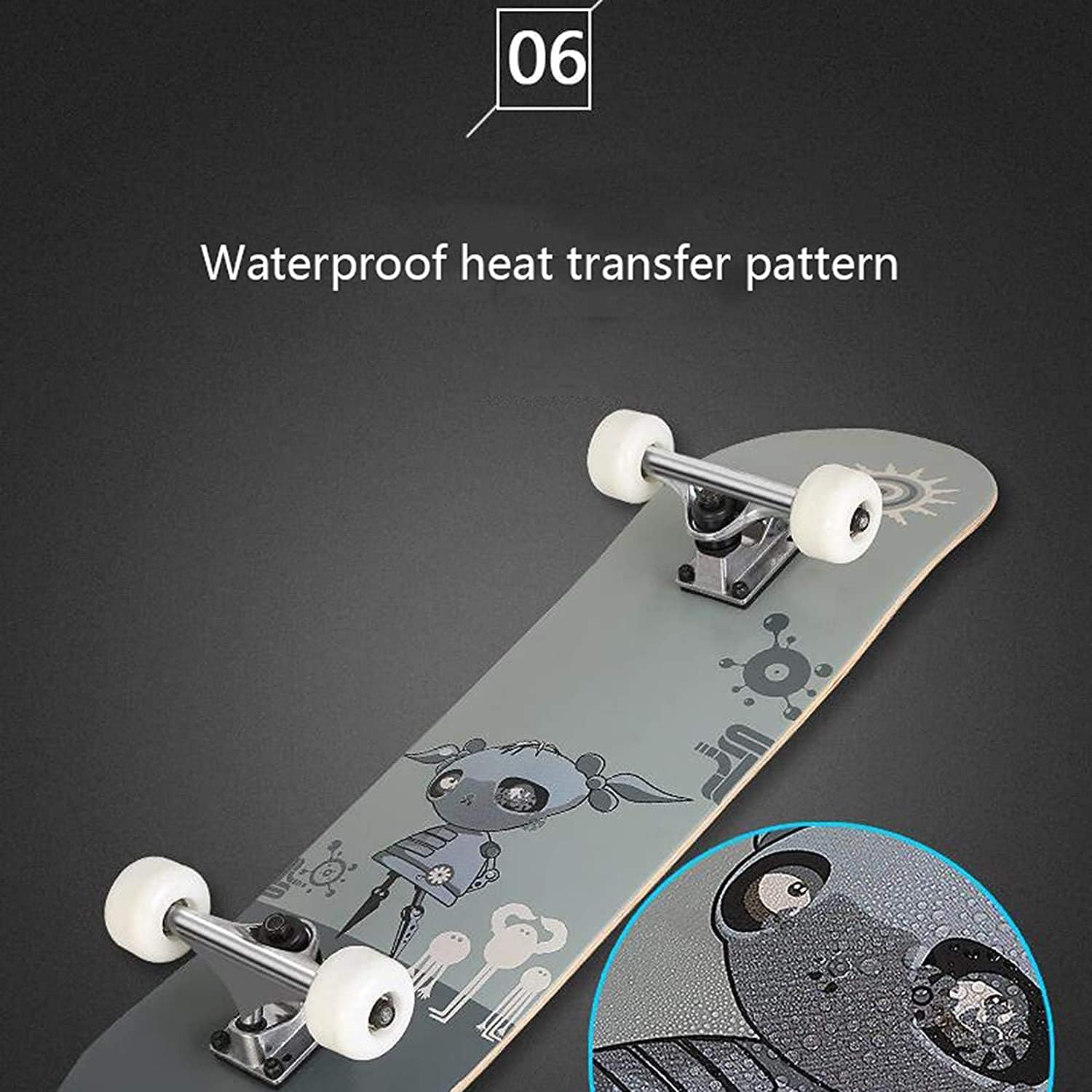 78.5 cm x 20cm Pro Full Wooden Longboards for Teens Beginner Girls Boys Children