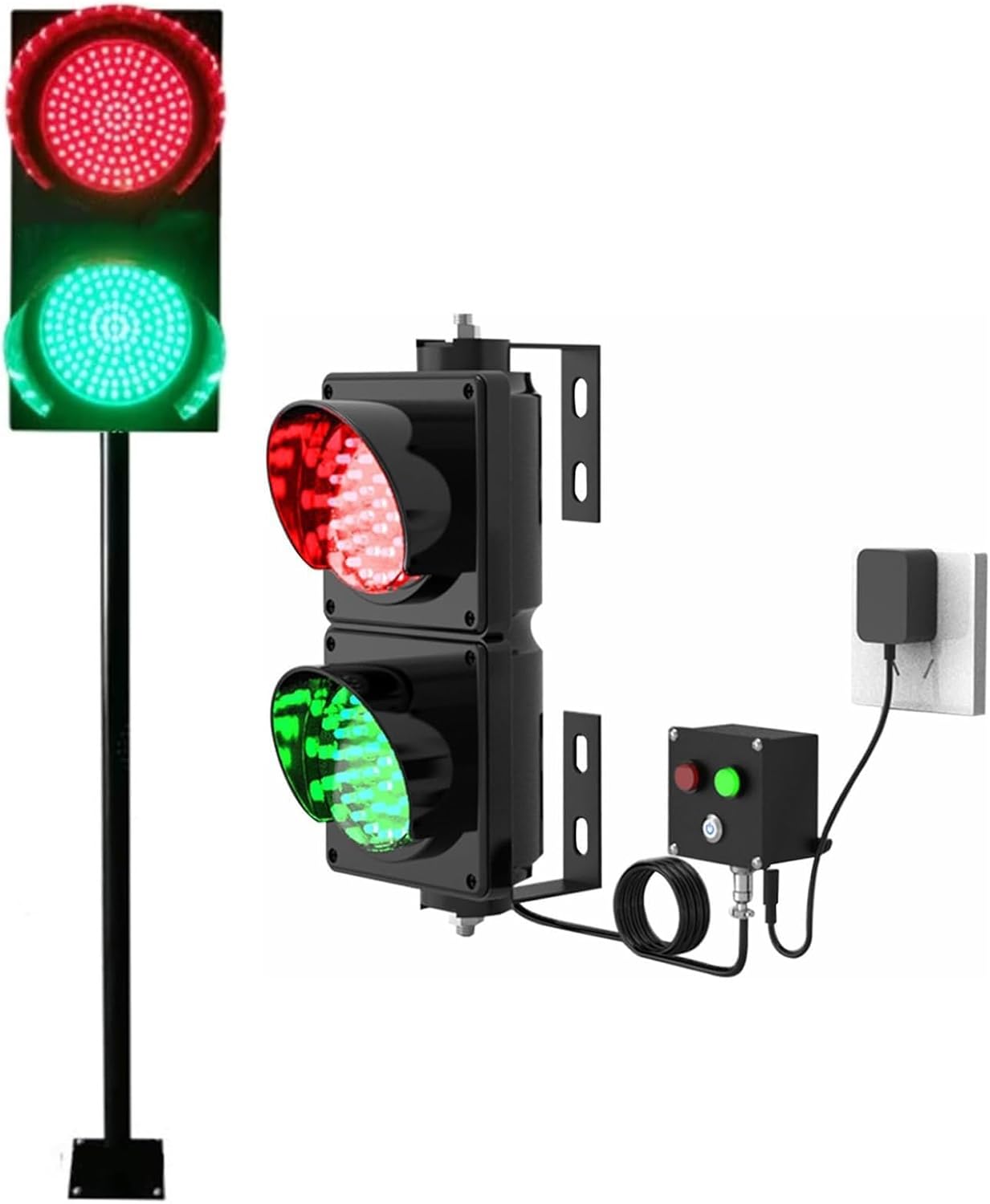 LED Traffic Stop Light with 1.5M Pole,4 Inch Industrial Loading Dock Bay Traffic Light,Signal Stop Go Light,IP67 Waterproof Red/Green Light Traffic Signal Light