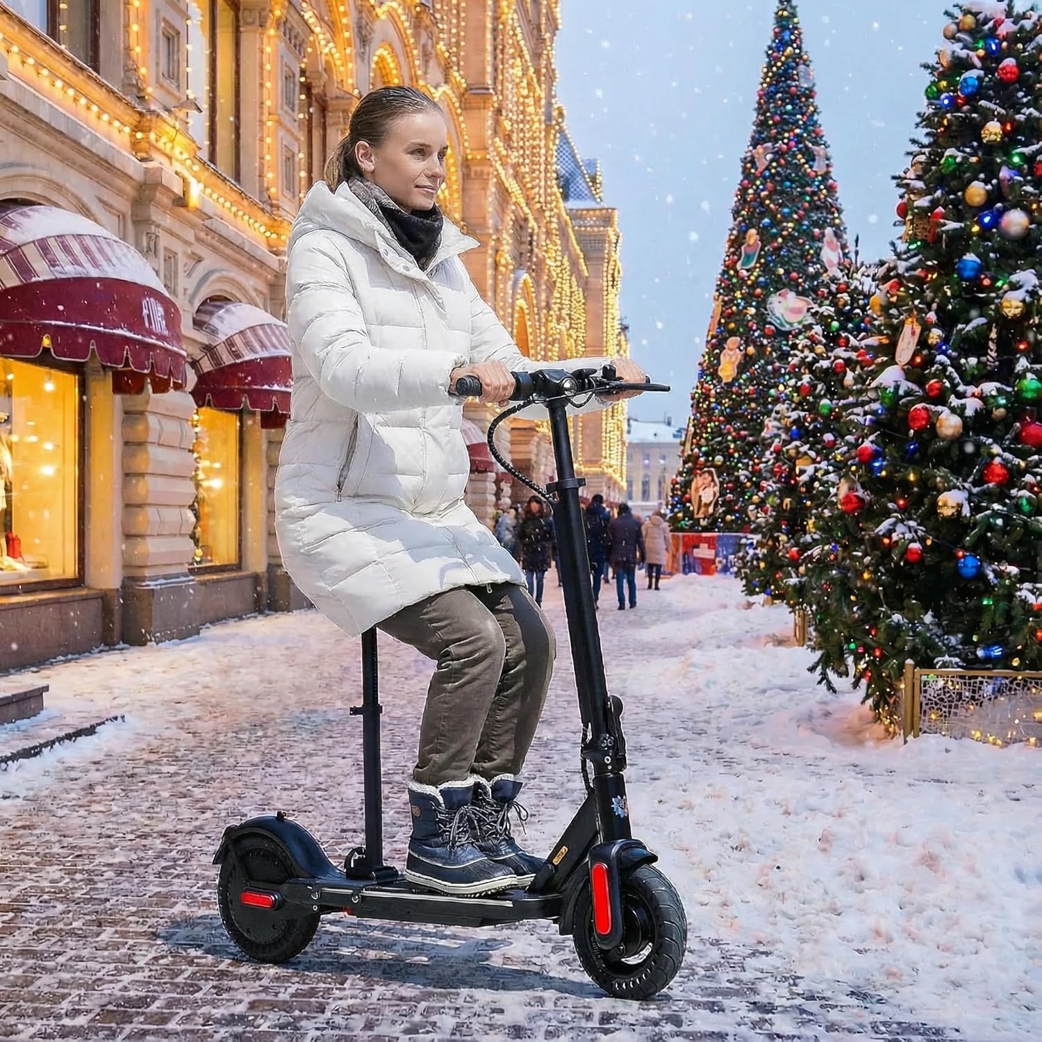 Caroma Electric Scooter with Seat Option,500/350W Motor Up to 25/20 Miles Range & 25/20 MPH Speed,9
