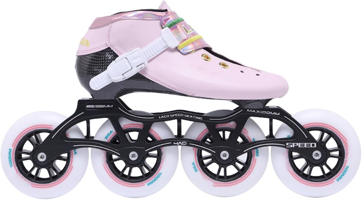 Inline Speed Skate for Men Women, Adult Fitness Racing Inline Skates 4 X 90-110mm Wheels Professional Carbon Fibre Speed Roller Skates, Unisex