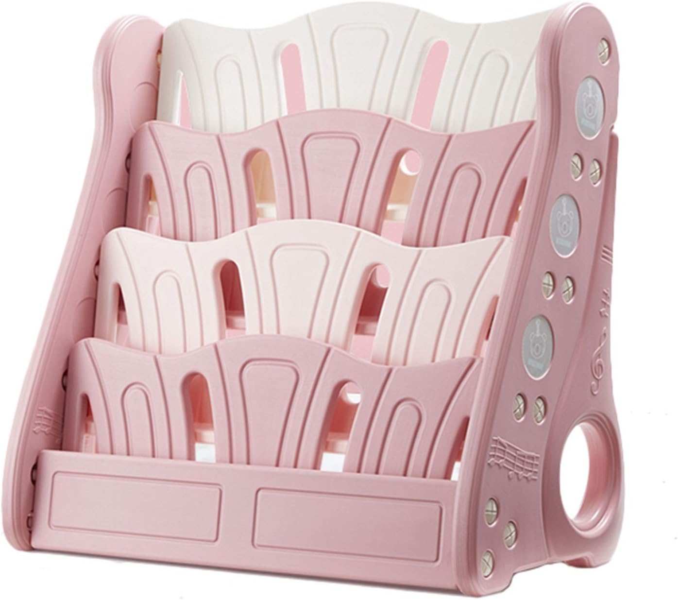 NLIAN- Kids Bookshelf, Children's PE Plastic Bookcase Rack with Easy Access 4 Display Shelves for Nursery Playroom Kindergarten 80x41x80cm (Color : Pink)