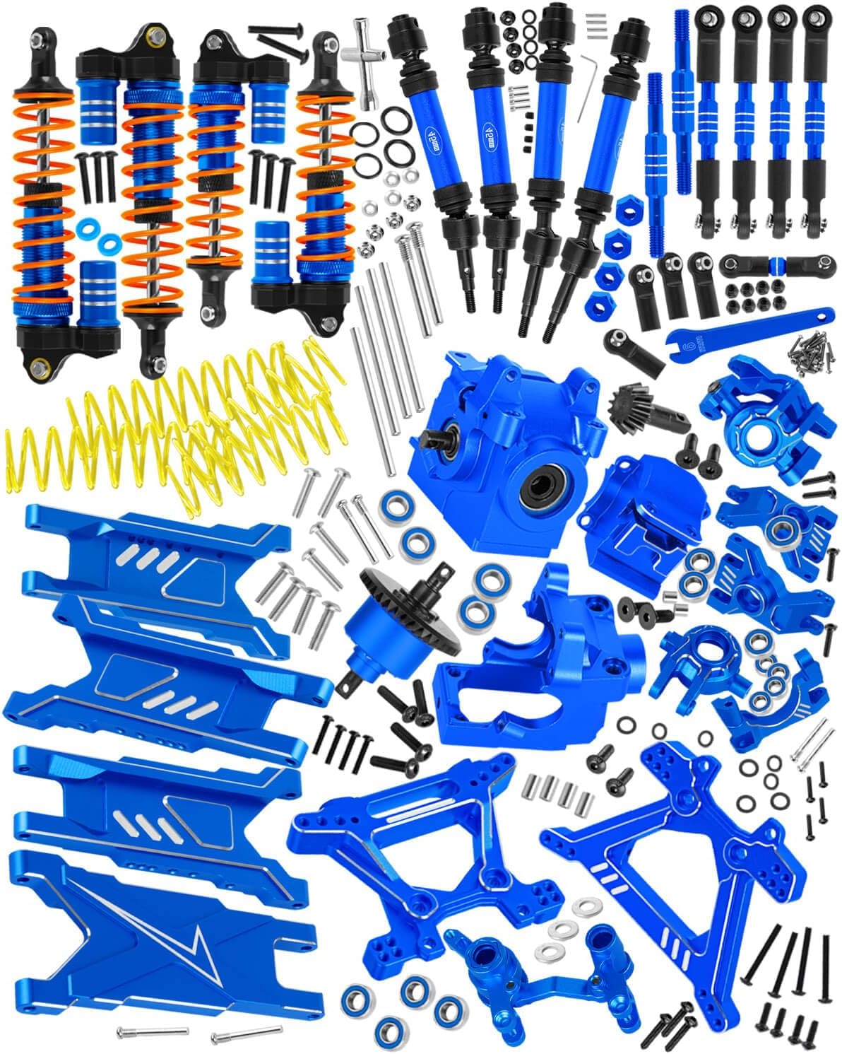 RC Upgrades Part for 1/10 Rustler/Slash/Stampede 4x4 4WD VXL,Arm/Shocks/gearbox/37T Diff Gear/Caster Block,Steering Blocks/Stub Axle Carriers/Drive Shaft/Shock Tower/Links,Navy Blue