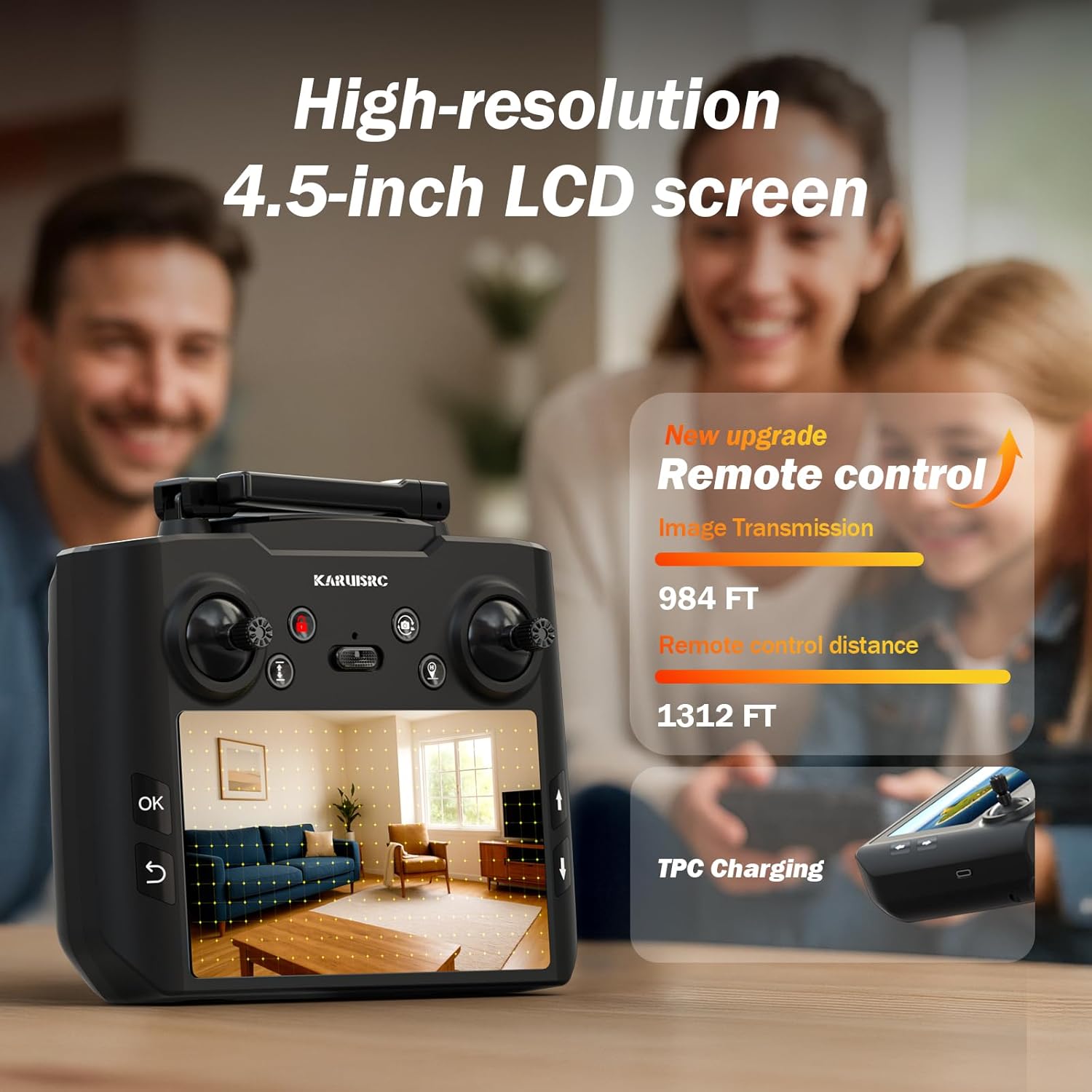 GPS FPV Drone with EIS Camera for Adults, 4.5 Inch LCD Screen on Controller，Al Track with Professional GPS，Follow Me, Auto Return，Easy Fly and Foldable Quadcopter for Beginners，Under 249g